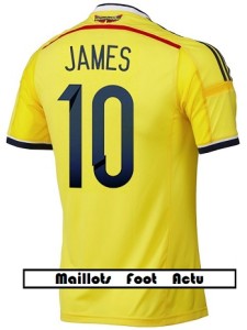 flocage dos maillot de football Colombie James 10 Coupe du monde 2014