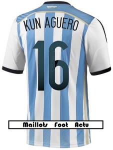 flocage maillot Argentine mondial 2014 Kun Agüero 16
