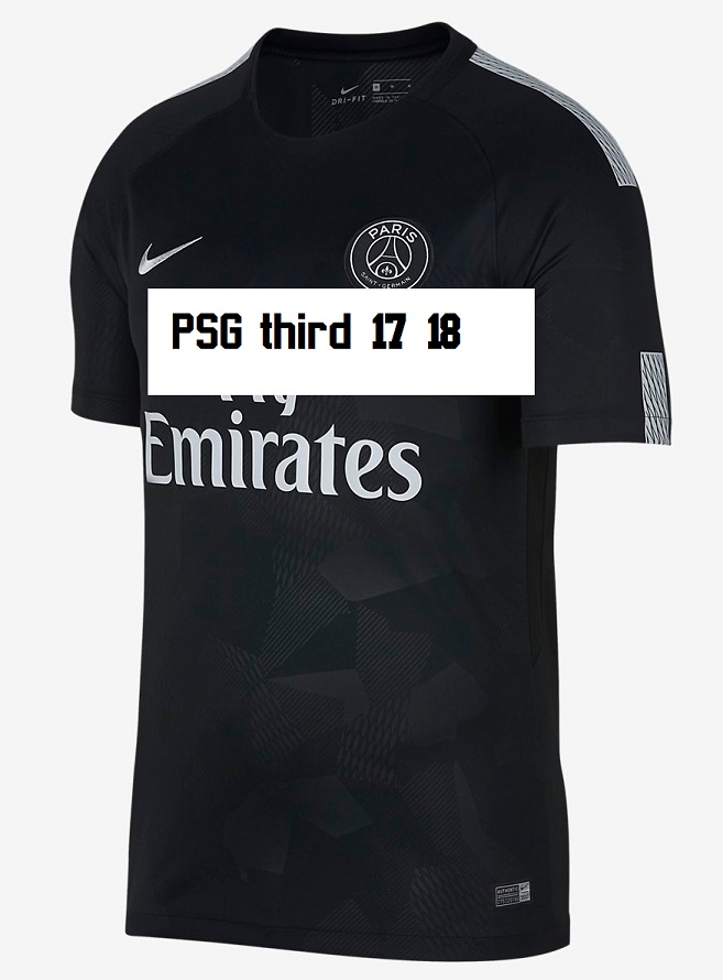 PSG 2018 maillot foot third 17 18 noir
