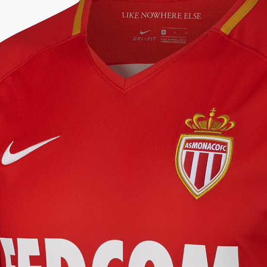AS Monaco 2018 zoom details maillot football domicile rouge