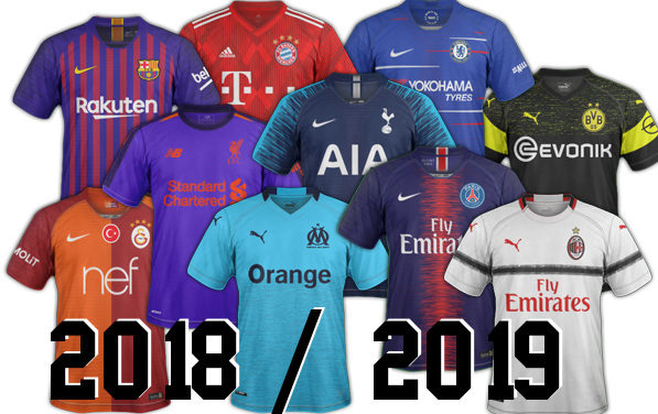 Les nouveaux maillots de foot 2018 2019 des clubs
