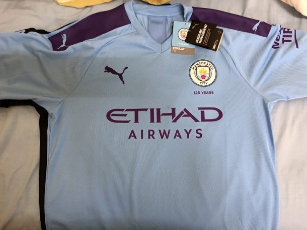 Maillot Domicile Manchester City 2019-20 – Taille M, Manches Courtes, Bleu PUMA – Neuf Avec étiquettes