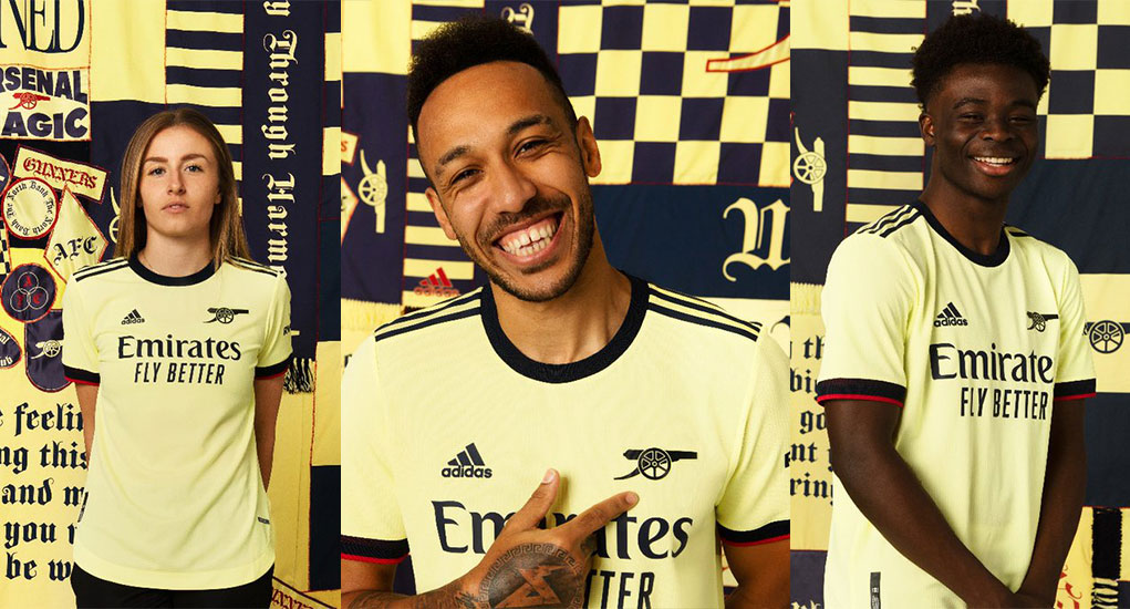 Arsenal 2022 maillot exterieur Adidas jaune 