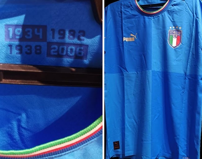 Italie 2022 details col maillot de foot domicile Puma