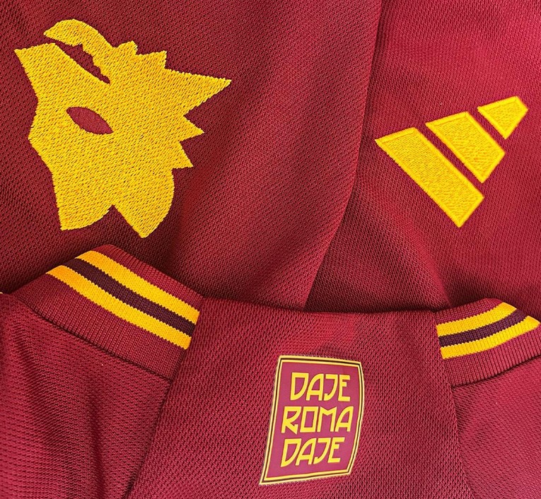 AS Roma 2024 maillot de foot domicile details Daje Roma Daje