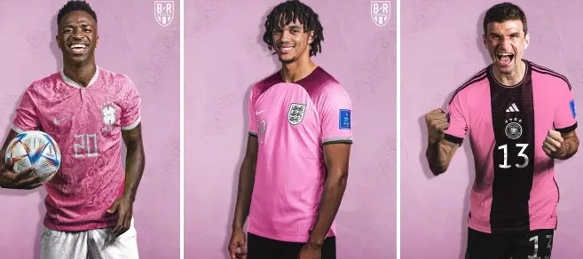 maillots de football en rose