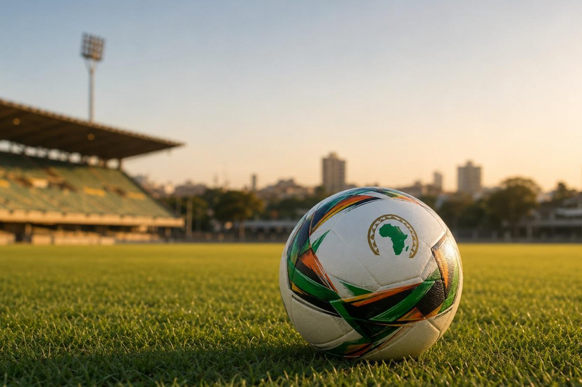 Ballon de football CAF sur terrain. ballon de foot CAF